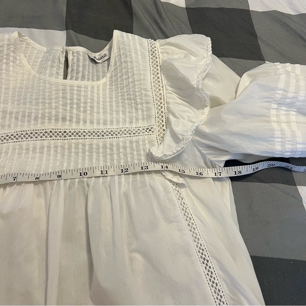 Madewell Kaisley Top Voile White Pin Tuck Ruffle Blouse small - Picture 11 of 13